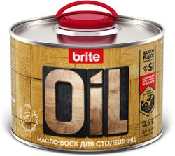 Масло-воск BRITE FLEXX для столешниц банка 0,5 л, крупный план