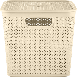 Корзина для хранения KEEPLEX Rattan 31х31х28см, со съемной крышкой, квадратная, 21л, Арт. KL1305БЖ-Л, детальное фото