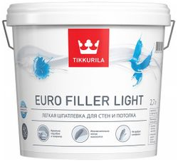 Шпатлевка финишная акриловая Tikkurila/Tikkivala Euro Filler Light белая 2,7 л, фотография