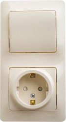 Комбинированный блок 2 поста 1 клавиша Schneider Electric Glossa бежевый, фотография