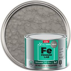 Грунт-эмаль FERRUM LAB по ржавчине 3 в 1 молотковая серая, банка 0,4 л, вид