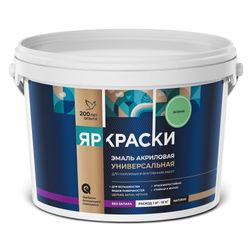 Эмаль ЯРОСЛАВСКИЕ КРАСКИ универсальная акриловая зеленая матовая, ведро 2,5 кг, картинка