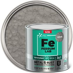 Грунт-эмаль FERRUM LAB по ржавчине 3 в 1 молотковая серая, банка 0,75 л, фото