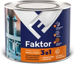 Грунт-эмаль FAKTOR на ржавчину 3 в 1 зеленая, банка 1,9 кг, фотография
