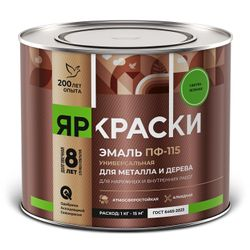 Эмаль Яркраски ПФ-115 для металла и дерева светло-зеленая 1,9кг, детальное фото