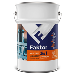 Грунт-эмаль FAKTOR на ржавчину 3 в 1 синяя, банка 6 кг, крупный план