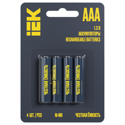 Аккумулятор GREEN Ni-MH AAA 1100мАч (4 шт/блистер) IEK, вид