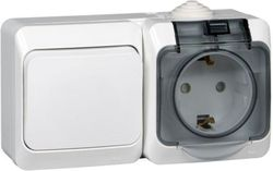 Комбинированный блок 2 поста 1 клавиша Schneider Electric ETUDE BPA16-241B белый, вид