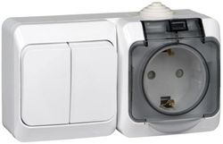Комбинированный блок 2 поста 1 клавиша Schneider Electric ETUDE BPA16-242B белый, фотография