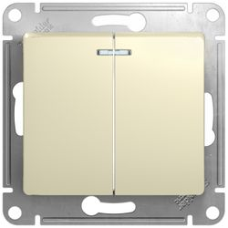 Выключатель 2-клавишный Schneider Electric GLOSSА кремовый, фото