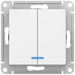 Выключатель 2-клавишный Schneider Electric Atlas Design ATN000153 белый, детальное фото