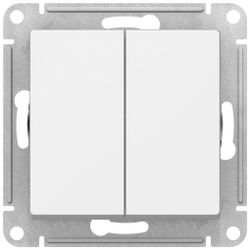 Выключатель 2-клавишный Schneider Electric Atlas Design белый, детальное фото