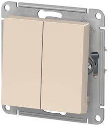 Выключатель 2-клавишный Schneider Electric Atlas Design бежевый, картинка