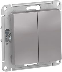 Выключатель 2-клавишный Schneider Electric Atlas Design алюминий, вид