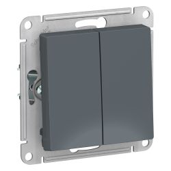Выключатель 2-клавишный Systeme Electric Atlas Design 1240418 грифель, изображение