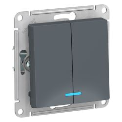 Выключатель 2-клавишный Systeme Electric Atlas Design 1240420 грифель, фотография