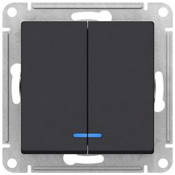 Выключатель 2-клавишный Schneider Electric Atlas Design ATN001053 карбон, детальное фото