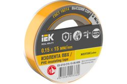 Изолента IEK 0,15х15 мм желтая 5 м, картинка
