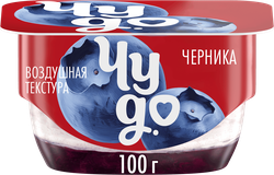 Десерт творожный ЧУДО Творожок взбитый двухслойный Черника 4,2%, без змж, 100г, фотография