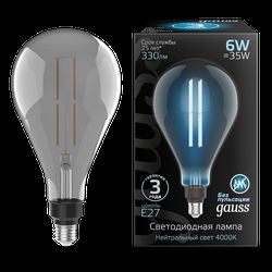 Лампа Gauss Filament PS160 6W 330lm 4000К Е27 gray straight LED 1/6, детальное фото