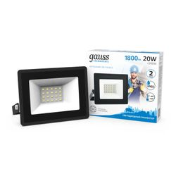 Прожектор Gauss Elementary 20W 1750lm 6500К 200-240V IP65 черный LED, детальное фото