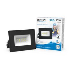 Прожектор Gauss Elementary 10W 850lm 6500К 200-240V IP65 черный LED, вид