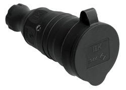 Розетка с защитной крышкой переносная IEK ОМЕГА РБп13-1-0м IP44 каучук, фотография