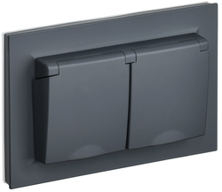 Розетка электрическая IEK BRITE BR-R26-16-44-K53-F графит, фото
