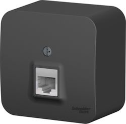 Розетка RJ-45 1 пост Schneider Electric BLANCA антрацит, крупный план
