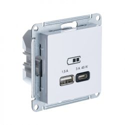 Розетка USB 1 пост Systeme Electric Atlas Design белый, картинка