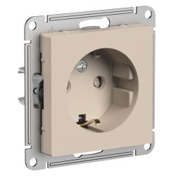 Розетка электрическая 1 пост Systeme Electric Atlas Design песочный, фотография