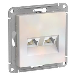 Розетка RJ-45 2 поста Systeme Electric Atlas Design жемчуг, детальное фото