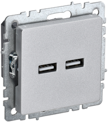Розетка USB 1 пост IEK BRITE алюминий, вид