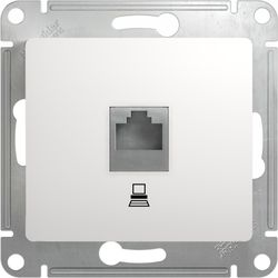 Розетка RJ-45 1 пост Schneider Electric GLOSSА белый, фотография