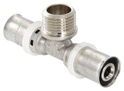 Тройник латунь никелированный VALTEC VTm.232.N 1/2" х 16 мм, фото