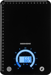 Весы кухонные REDMOND черный, стекло/пластик, 25,1х2х17,1см, Арт. RS-760, картинка