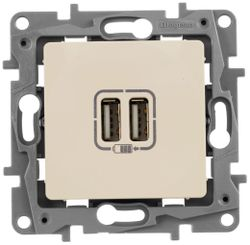 Розетка USB 2 поста Legrand Etika слоновая кость, картинка