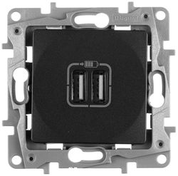 Розетка USB 2 поста Legrand Etika антрацит, крупный план