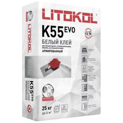 Плиточный клей цементный LITOKOL Litoplus K55 белый 25 кг, фотография