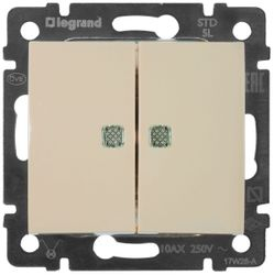 Выключатель 2-клавишный Legrand Valena 695630 слоновая кость, фотография