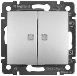 Выключатель 2-клавишный Legrand Valena 694344 алюминий, вид