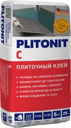 Плиточный клей цементный PLITONIT С морозостойкий устойчивый к сползанию C2TE 25 кг, крупный план