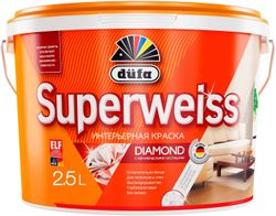 Краска интерьерная dufa Superweiss глубоко-матовая ослепительно-белая 2,5 л, фото