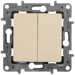 Переключатель 2-клавишный Legrand Etika 672312 слоновая кость, фотография