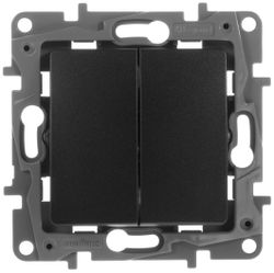 Переключатель 2-клавишный Legrand Etika 672612 антрацит, фотография