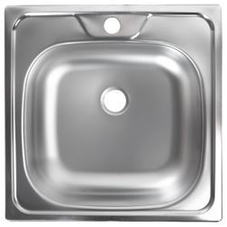 Мойка врезная ЮКИНОКС clm480.480 4c-0c сталь 48х48х15,5 см, крупный план