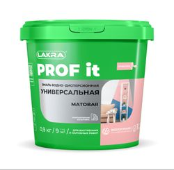 Эмаль универсальная лакра PROF IT ВД матовая база С 0,9  кг, детальное фото