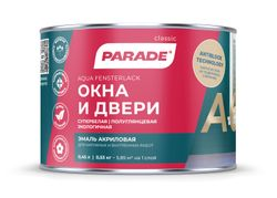 Эмаль PARADE а6 окна & двери полуглянц. 0,45л, крупный план