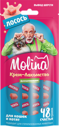 Лакомство для кошек MOLINA с лососем для выведения комков шерсти из желудка, 48г, картинка