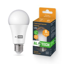Лампочка светодиодная ALTECH LED 8Вт 3000К 760Лм E27 Груша, вид